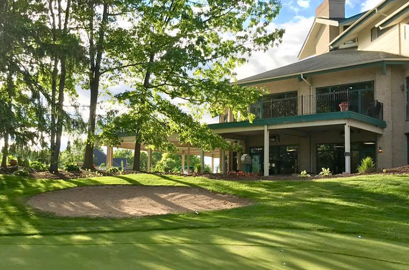 view of golf course clubhouse